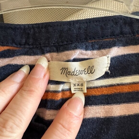 Madewell Women's Bengali T-Shirt Dress - Indigo Striped Henley, XX-Small (XXS) - Picture 5 of 7
